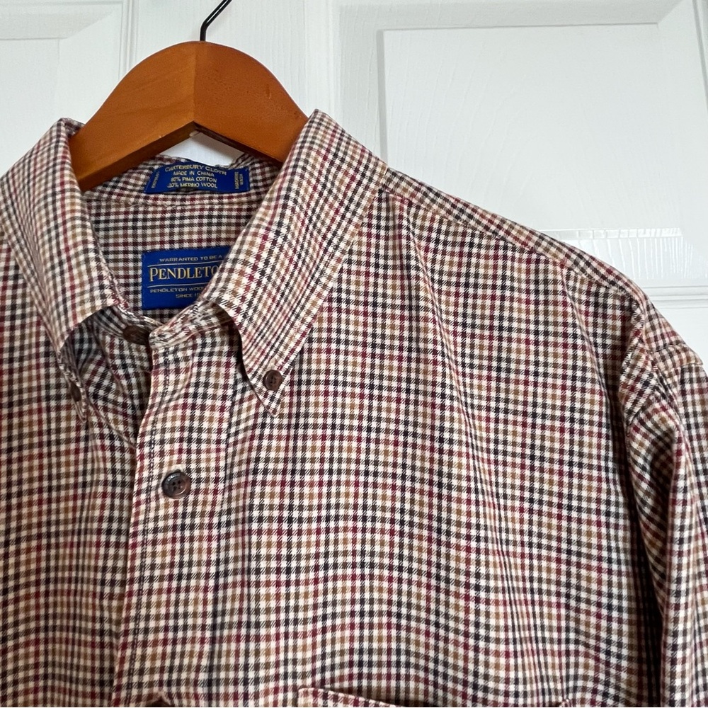 Pendleton Men's Tan Checkered Button Down Shirt - image 5